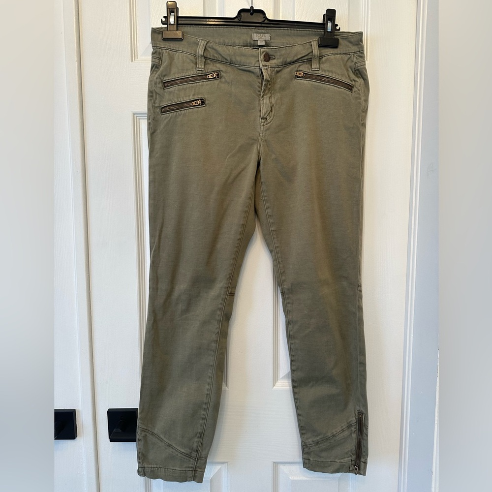 J. Crew Olive Green Cargo Pants with Zipper Details